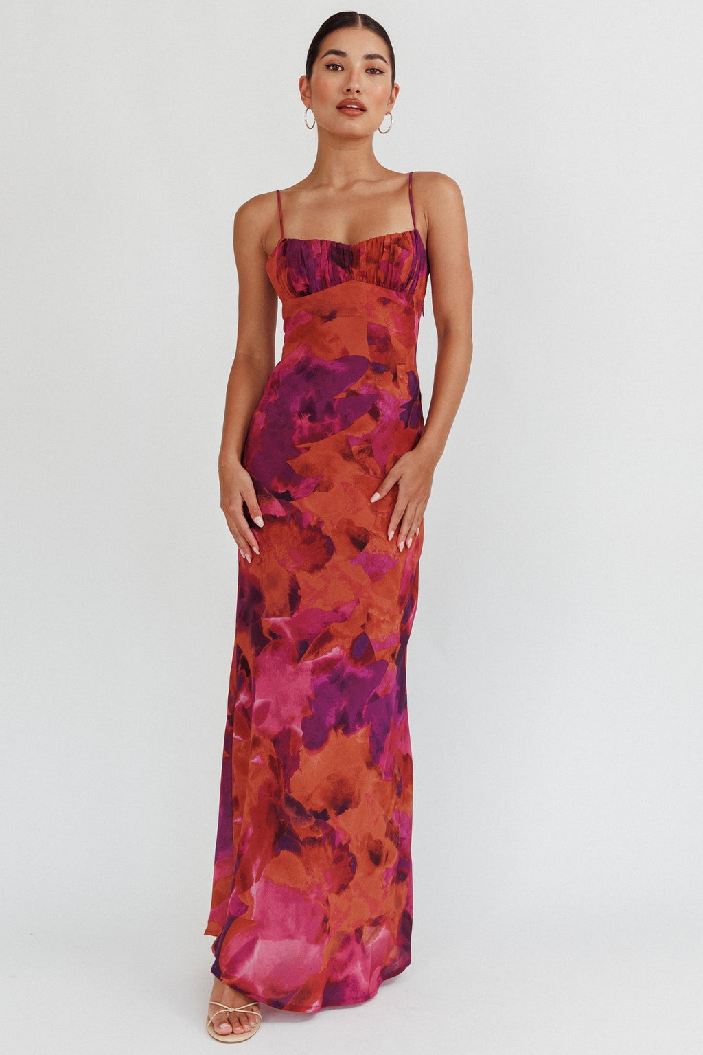 Nerida Dark Pink Maxi Dress with Low Back and Twist Detail