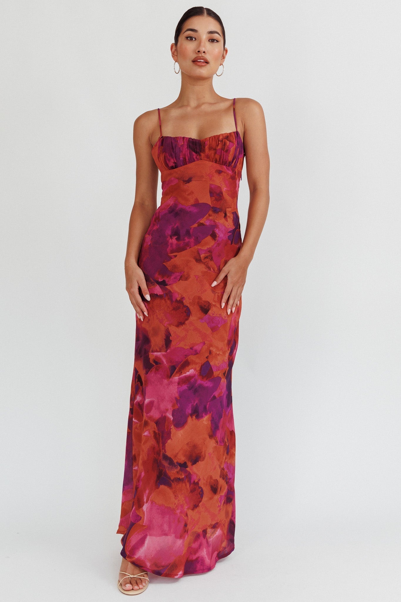 Nerida Dark Pink Maxi Dress with Low Back and Twist Detail