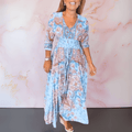 MARGA | ELEGANT SUMMER DRESS WITH V - NECK - Rossis Family Boutique Miami