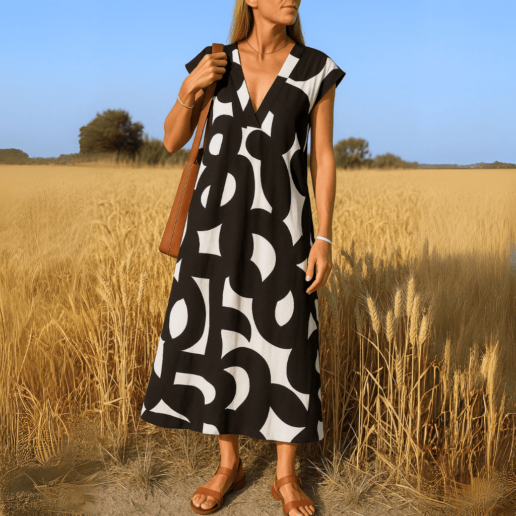 VALÉRIE | LIGHTWEIGHT V - NECK DRESS - Rossis Family Boutique Miami
