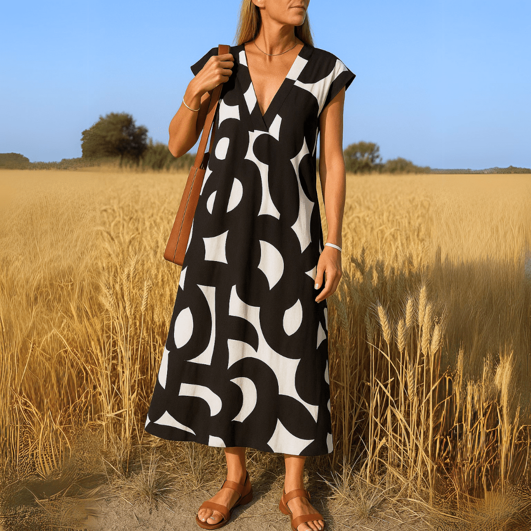 VALÉRIE | LIGHTWEIGHT V - NECK DRESS - Rossis Family Boutique Miami