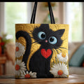 Handcrafted Bag | The Black Cat and the Flowers