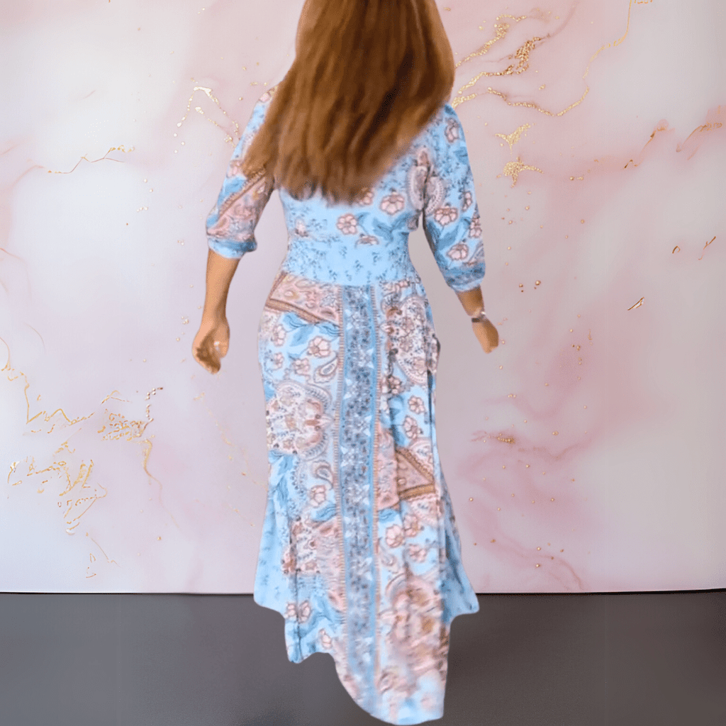 MARGA | ELEGANT SUMMER DRESS WITH V - NECK - Rossis Family Boutique Miami