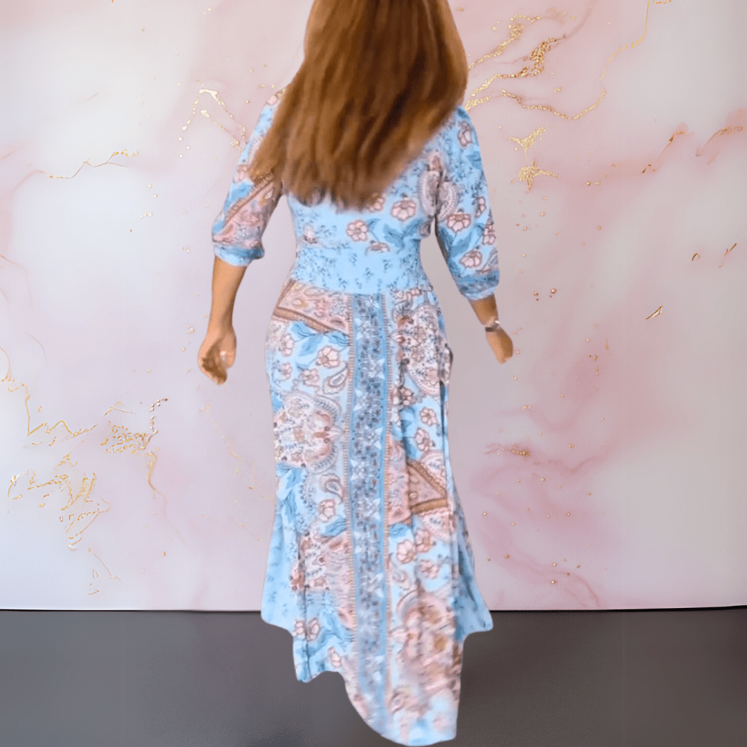 MARGA | ELEGANT SUMMER DRESS WITH V - NECK - Rossis Family Boutique Miami