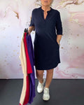 HANNE | ELEGANT DRESS WITH V - NECK - Rossis Family Boutique Miami