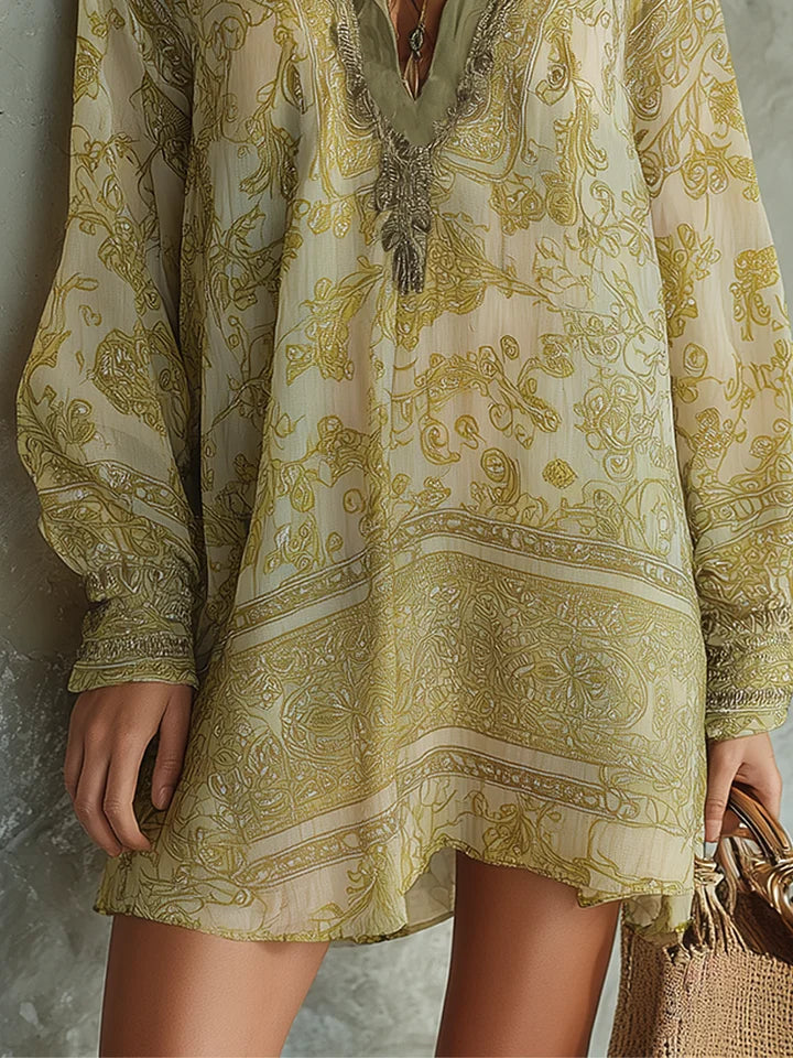 Bohemian Print Flowy Mini Dress