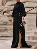 Elegant Maxi Dress with Side Buttons
