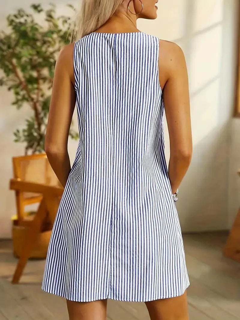 AURÉLIE | SHORT STRIPED LIGHTWEIGHT DRESS - Rossis Family Boutique Miami
