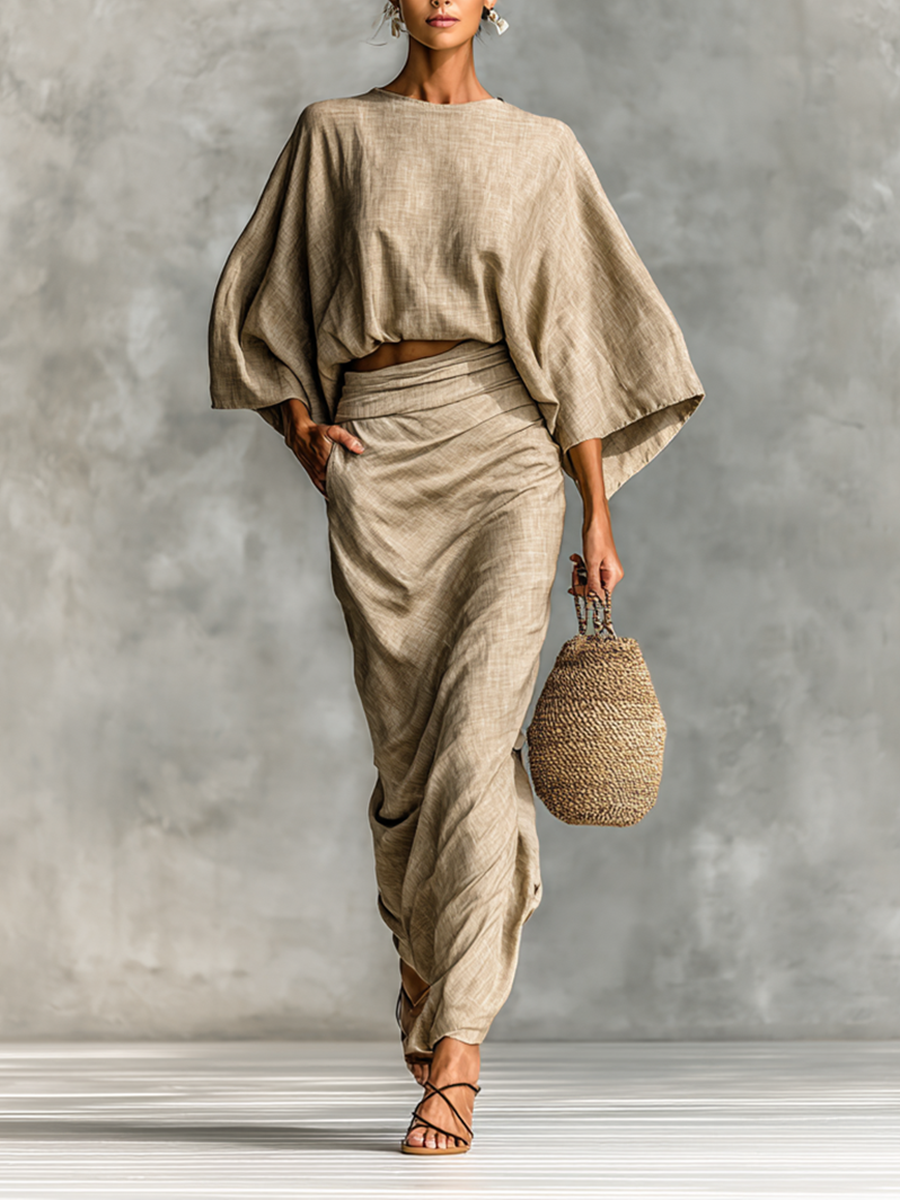 Selene | Two-Piece Set with Maxi Skirt and Batwing Sleeves