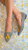 CHECK PATTERN LOAFER WITH TASSEL - Rossis Family Boutique Miami
