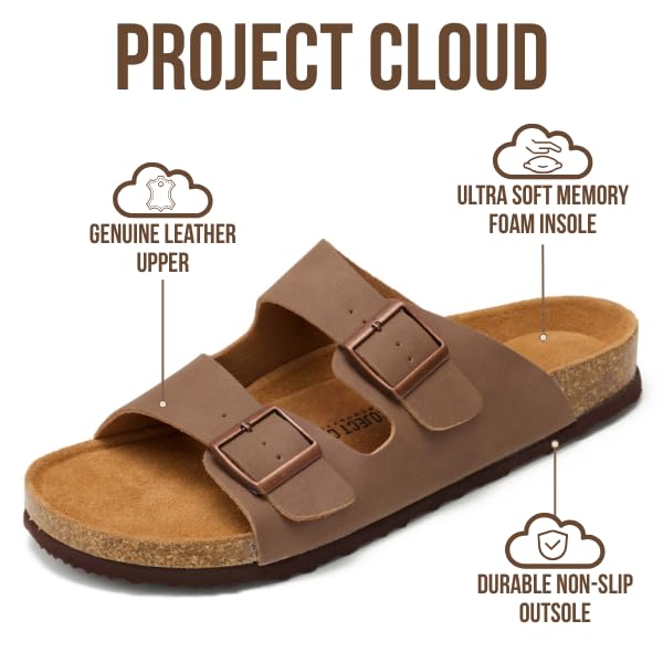 Men's | 100% Genuine Leather Sandals | Memory Foam | Lightweight | Non-Slip - Heritage