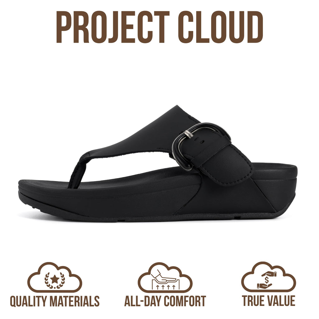 Women's | Leather Thong Sandals | Adjustable Buckle | Plush and Soft Insole | Lightweight | Non-Slip - Arlee Buckle