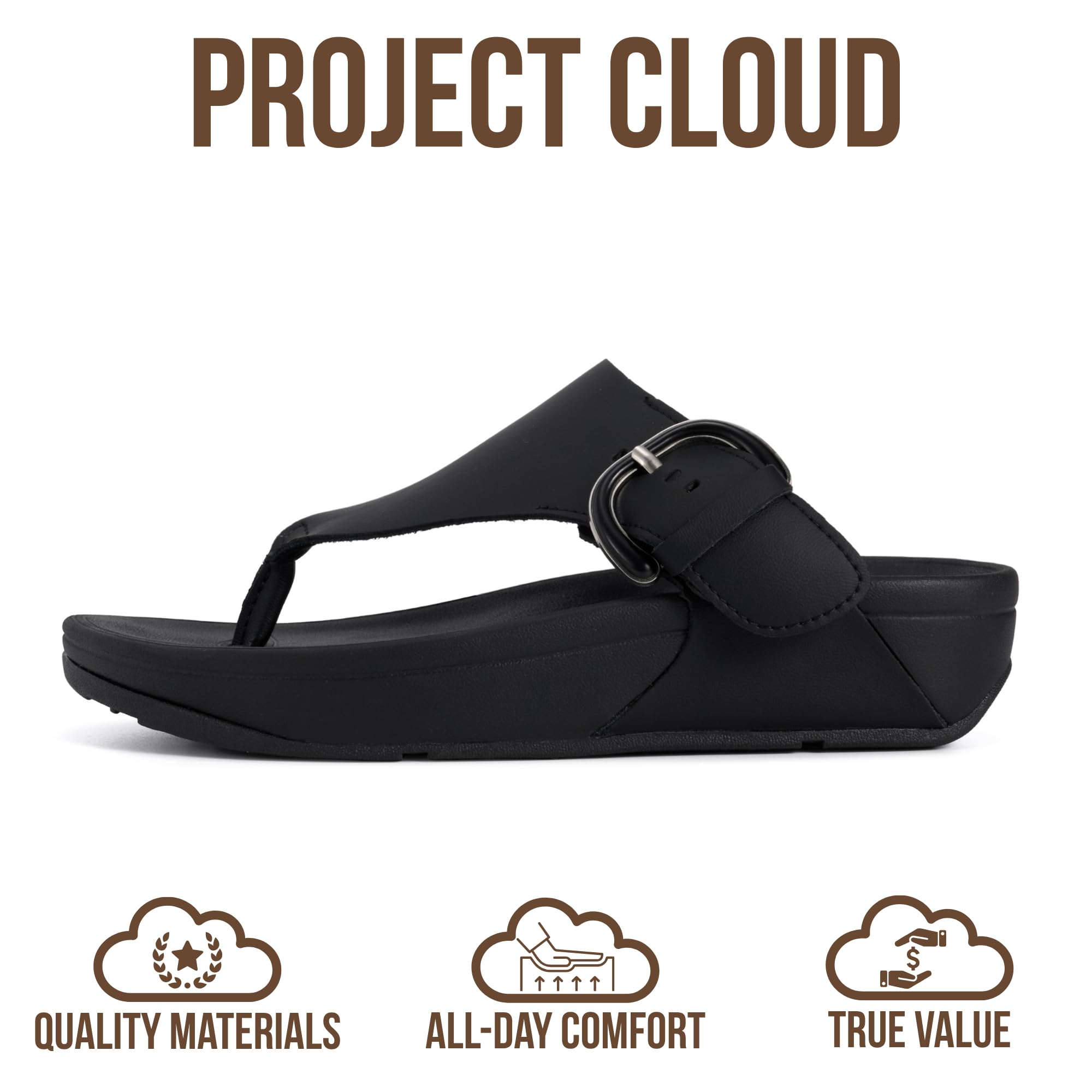 Women's | Leather Thong Sandals | Adjustable Buckle | Plush and Soft Insole | Lightweight | Non-Slip - Arlee Buckle