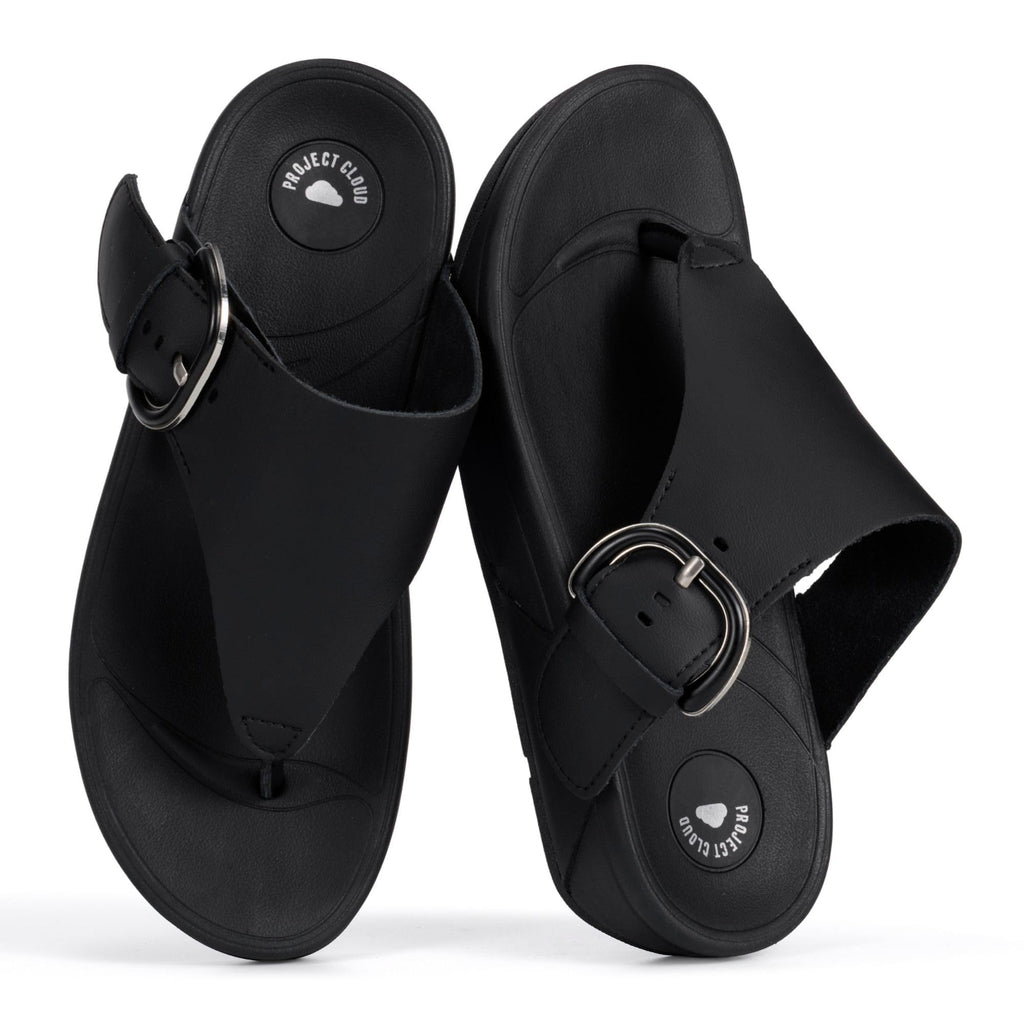 Women's | Leather Thong Sandals | Adjustable Buckle | Plush and Soft Insole | Lightweight | Non-Slip - Arlee Buckle