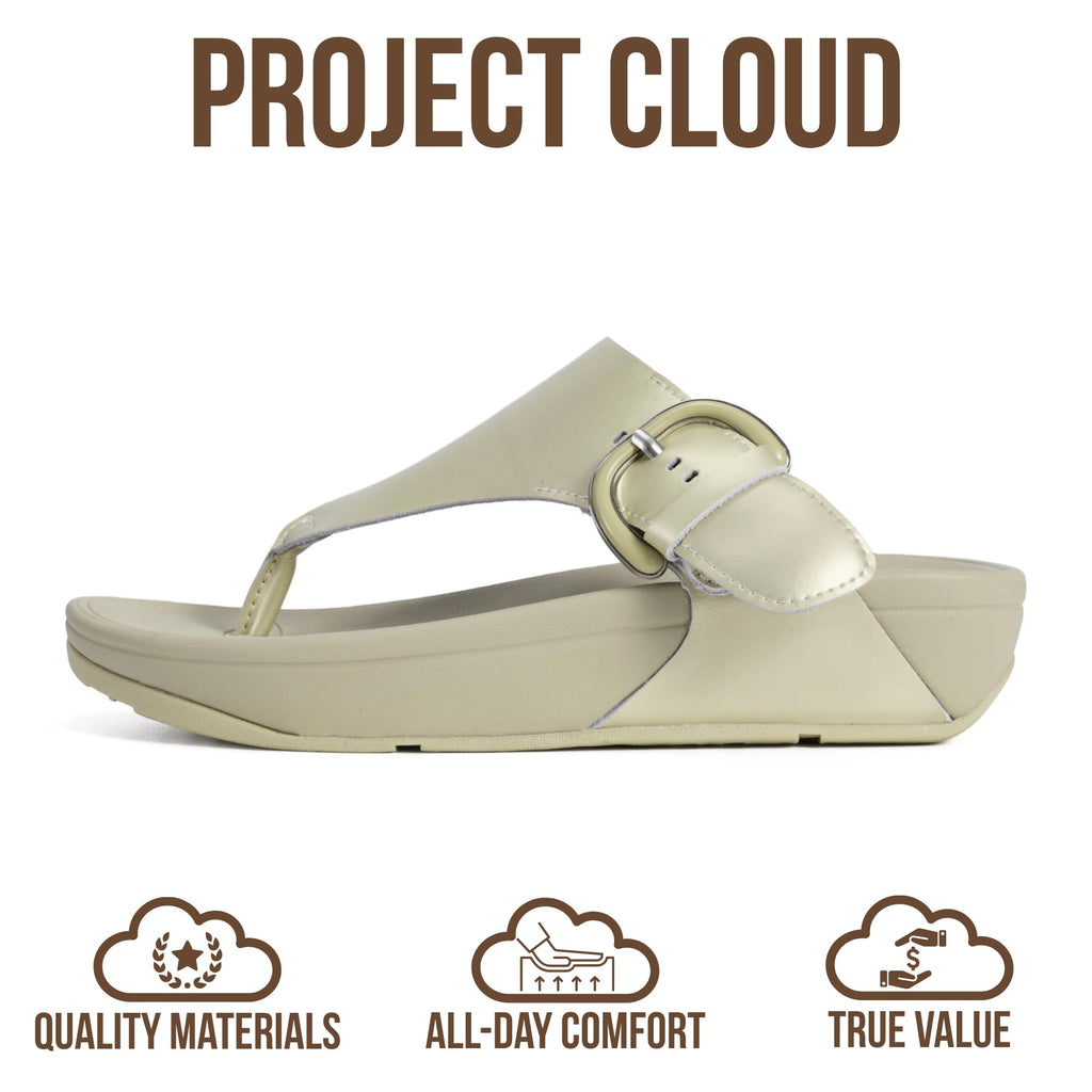 Women's | Leather Thong Sandals | Adjustable Buckle | Plush and Soft Insole | Lightweight | Non-Slip - Arlee Buckle