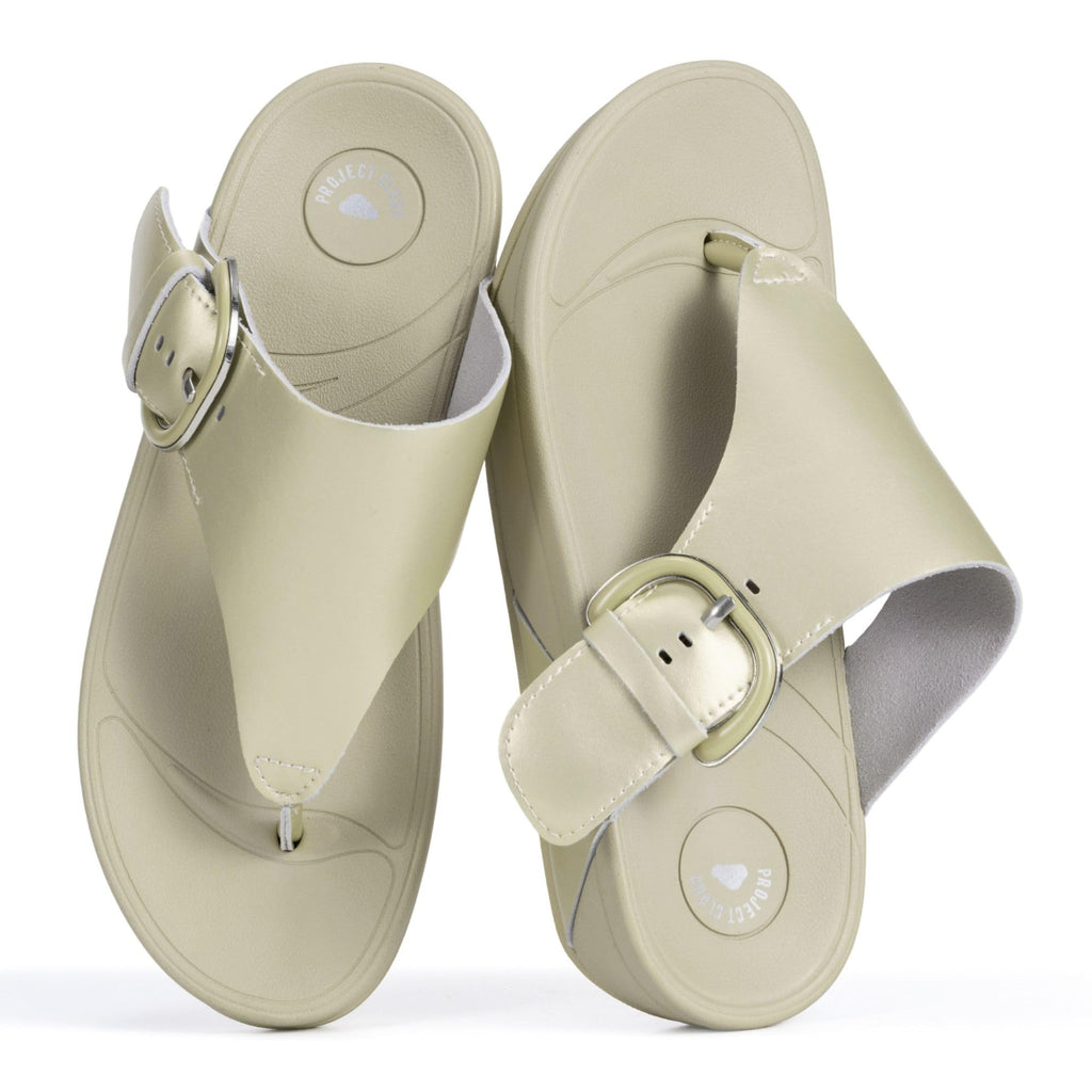 Women's | Leather Thong Sandals | Adjustable Buckle | Plush and Soft Insole | Lightweight | Non-Slip - Arlee Buckle
