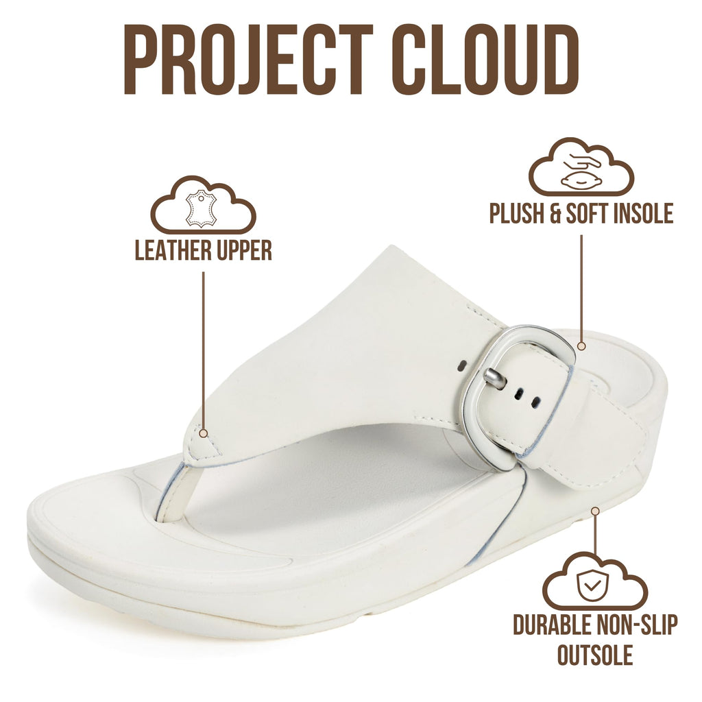 Women's | Leather Thong Sandals | Adjustable Buckle | Plush and Soft Insole | Lightweight | Non-Slip - Arlee Buckle