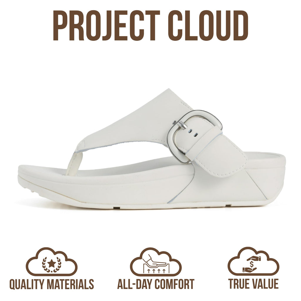 Women's | Leather Thong Sandals | Adjustable Buckle | Plush and Soft Insole | Lightweight | Non-Slip - Arlee Buckle