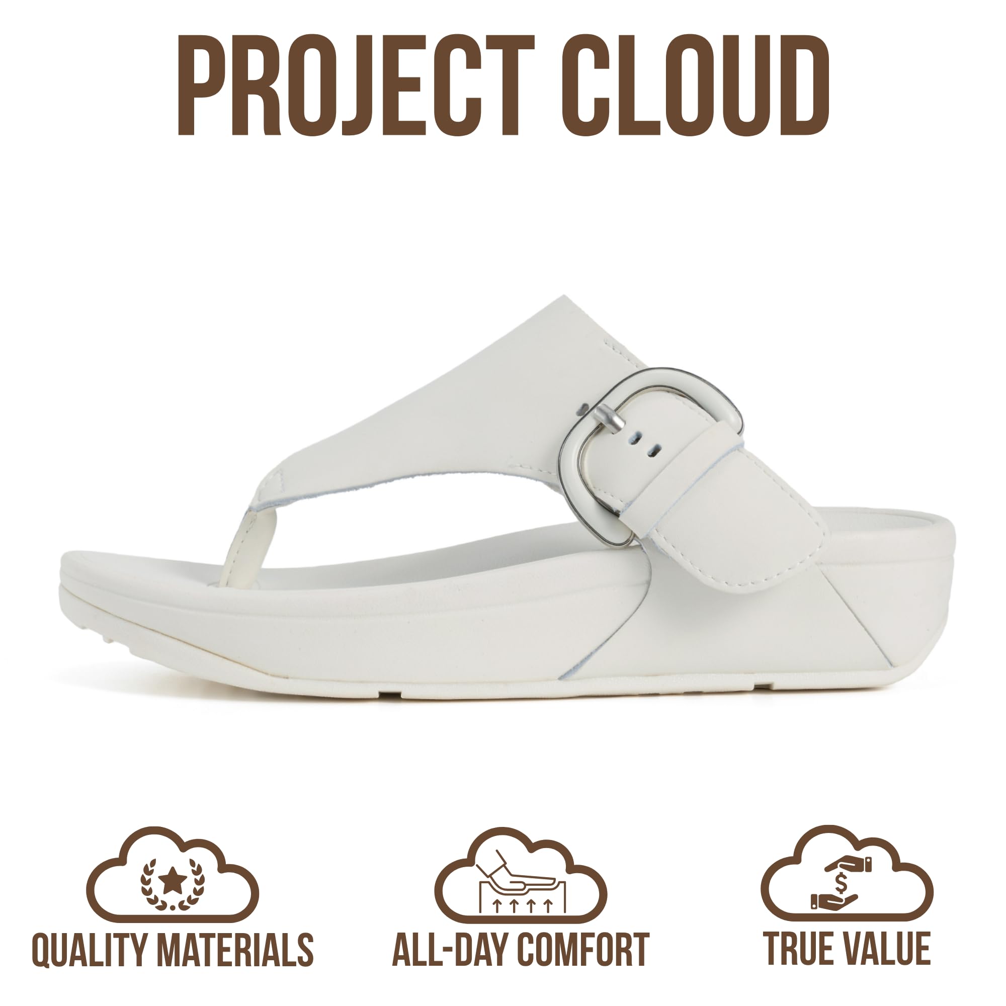 Women's | Leather Thong Sandals | Adjustable Buckle | Plush and Soft Insole | Lightweight | Non-Slip - Arlee Buckle