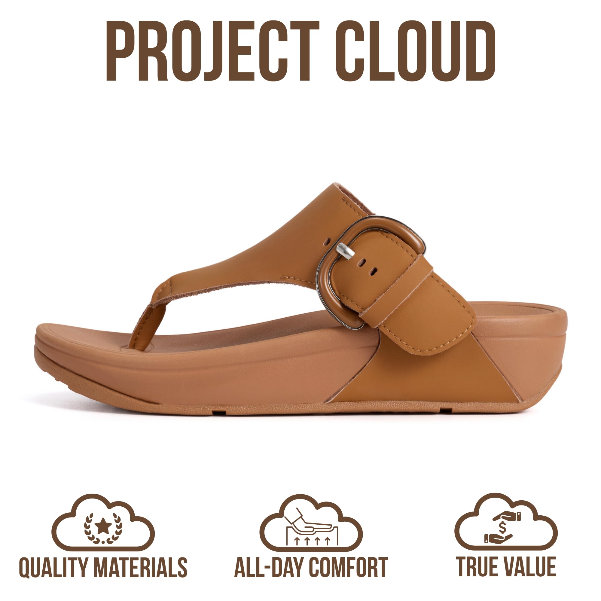 Women's | Leather Thong Sandals | Adjustable Buckle | Plush and Soft Insole | Lightweight | Non-Slip - Arlee Buckle
