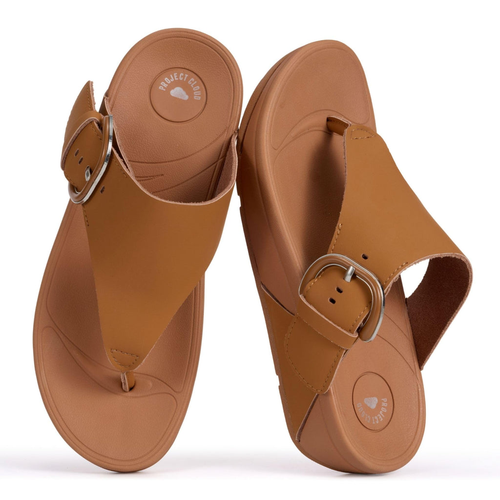 Women's | Leather Thong Sandals | Adjustable Buckle | Plush and Soft Insole | Lightweight | Non-Slip - Arlee Buckle