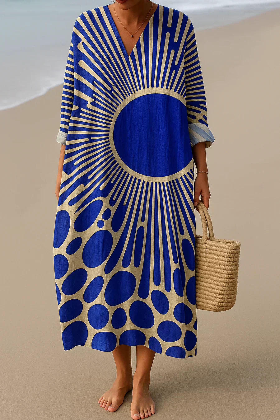 ELARA™ | SUN BLUE COTTON DRESS - ART-INSPIRED