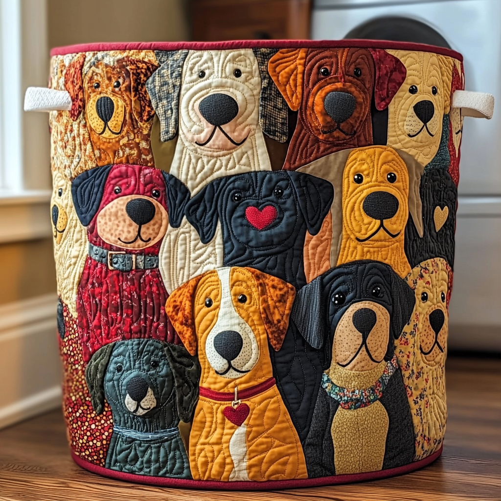 Colorful Dogs | Handcrafted Laundry Basket