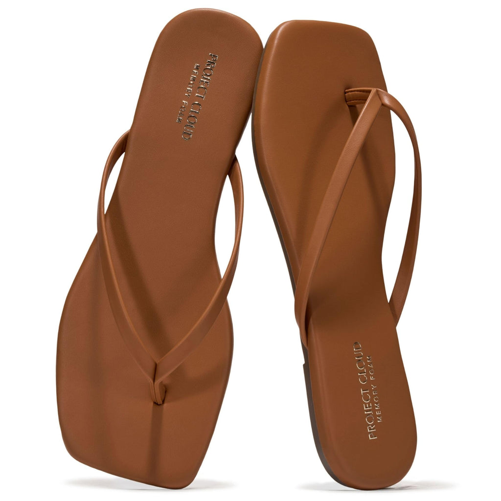 Women's | Square Toe Flip Flops | Memory Foam | Non-Slip - Dedication