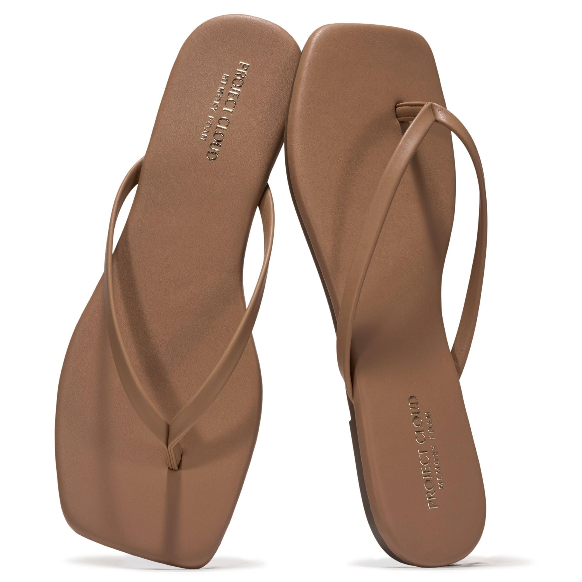 Women's | Square Toe Flip Flops | Memory Foam | Non-Slip - Dedication