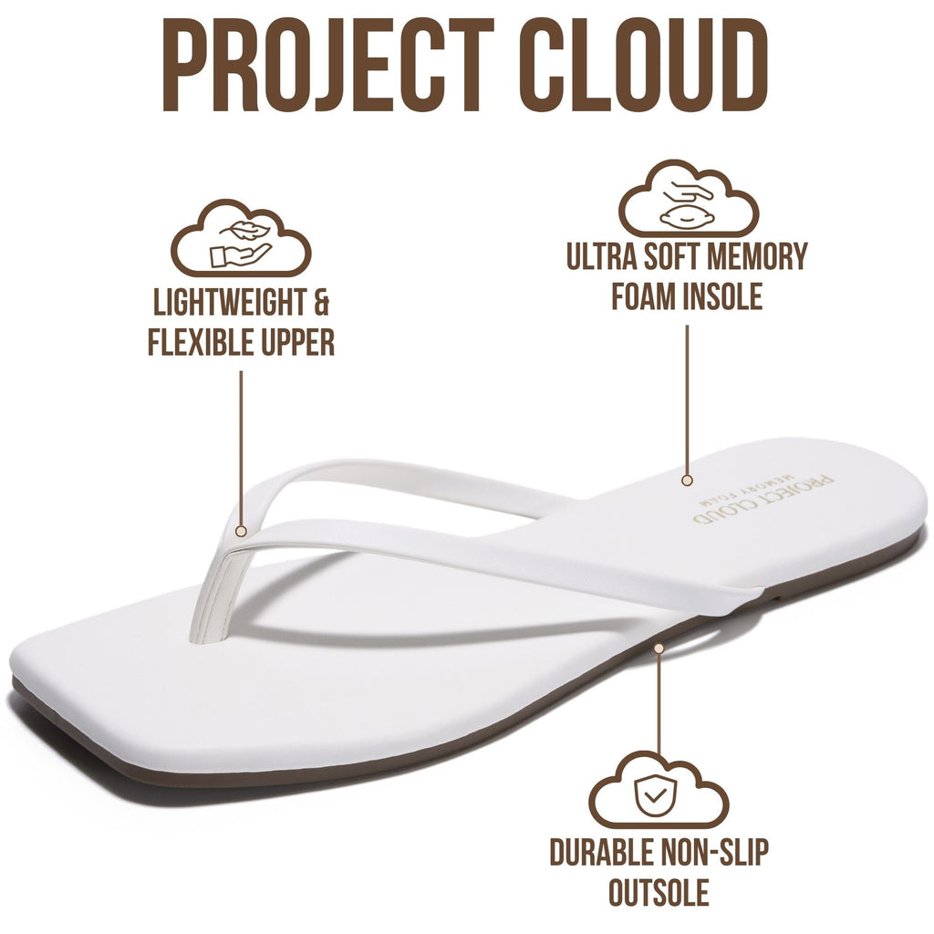 Women's | Square Toe Flip Flops | Memory Foam | Non-Slip - Dedication