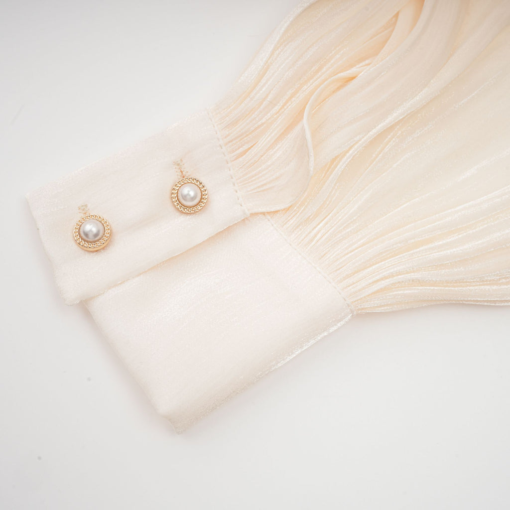 Eugénie Neutral Fully Pleated Ruffled Mini Dress