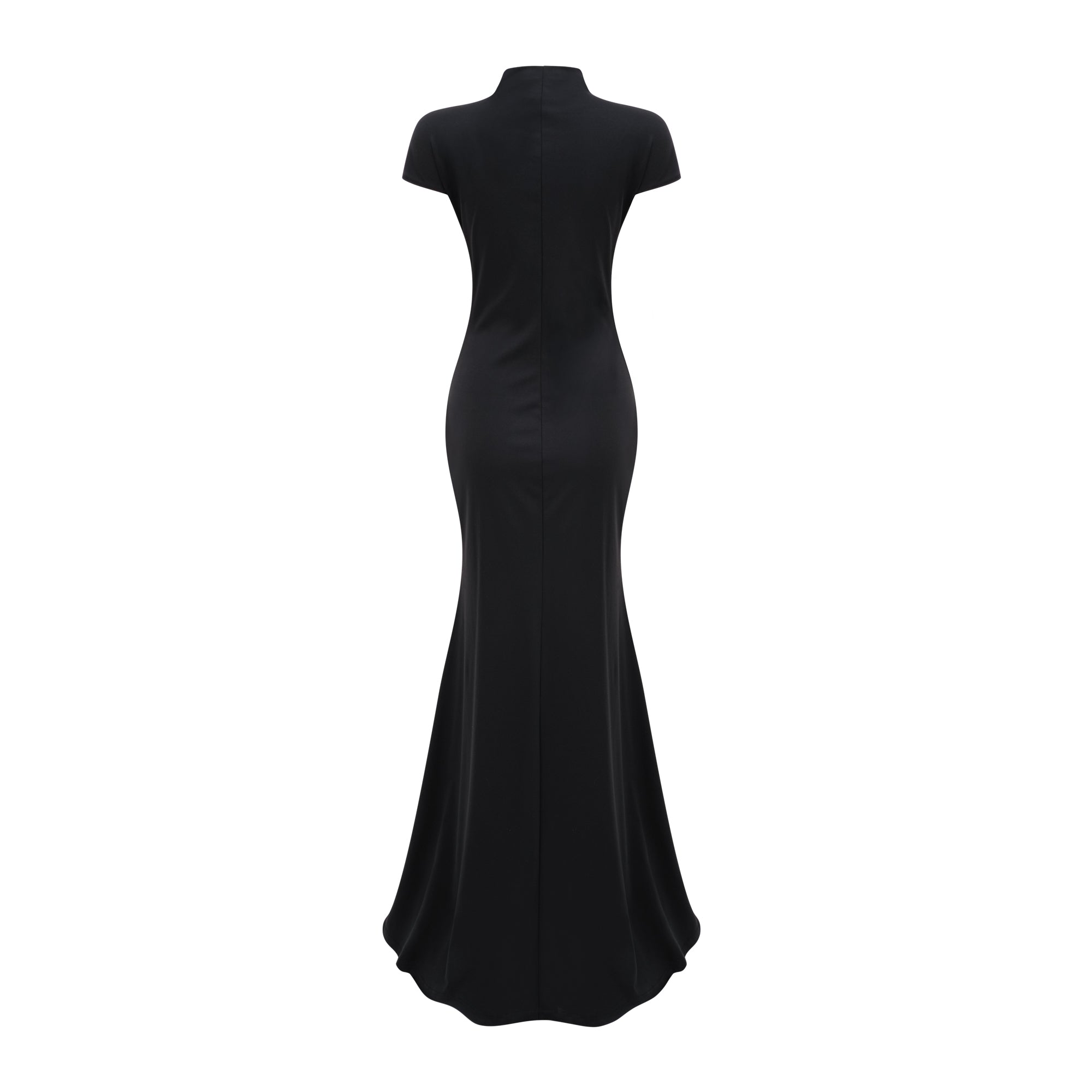 Andrea Black Keyhole Maxi Dress with High Thigh Slit