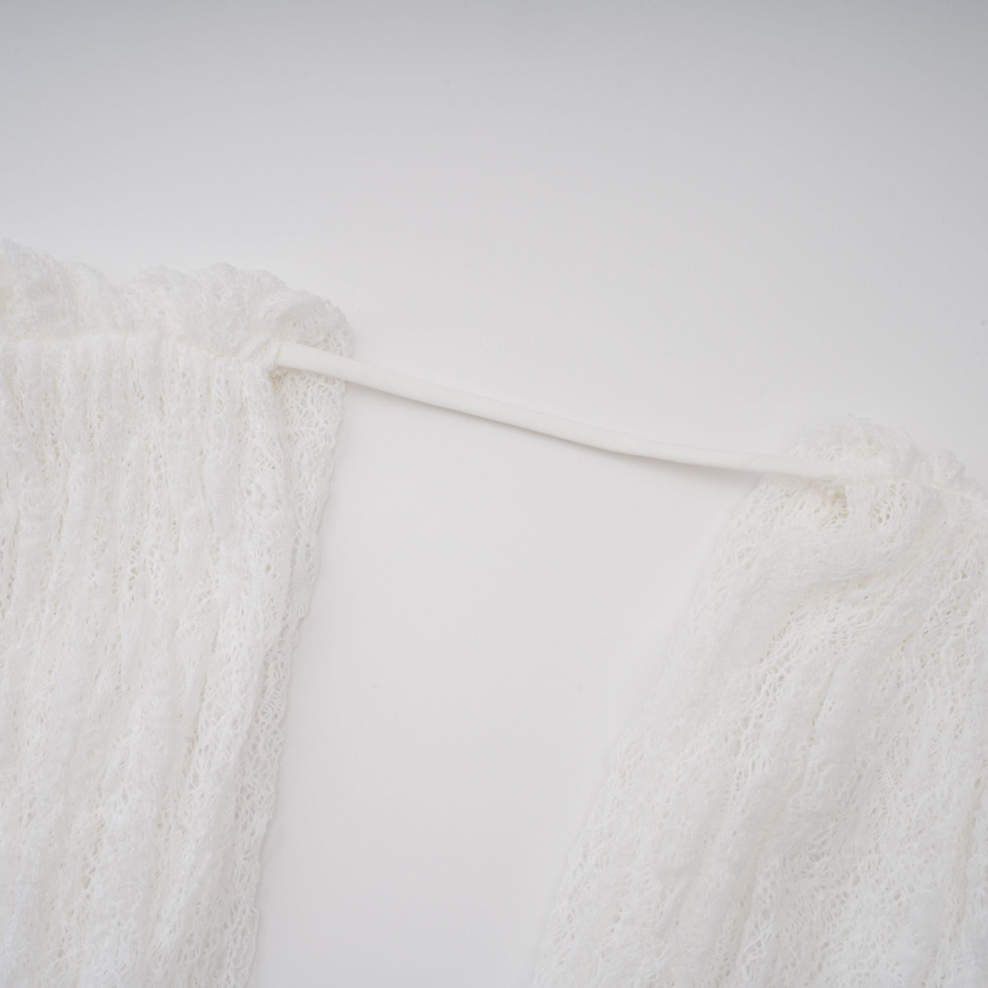Isoline White Semi-Sheer Lace Top & Shorts & Dress Matching Set