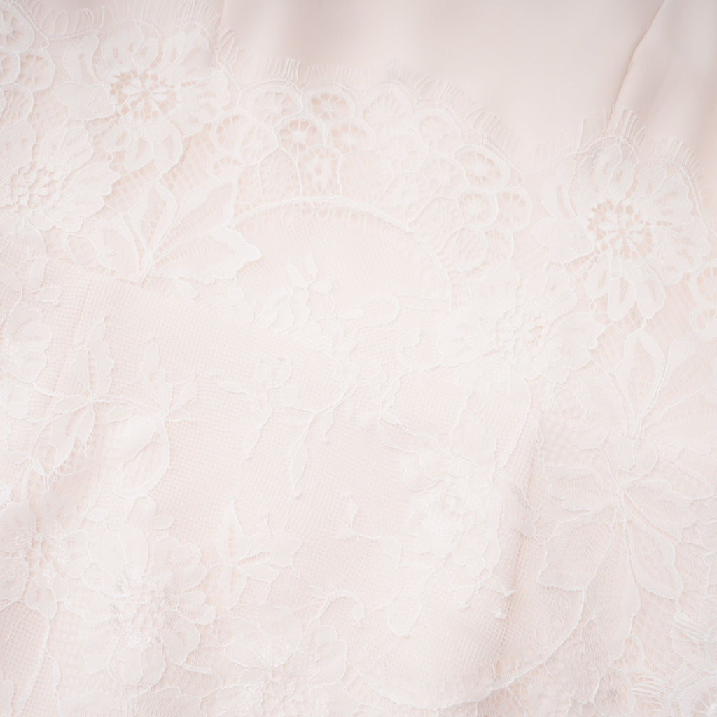 Elysia White Asymmetrical Floral Lace Maxi Dress