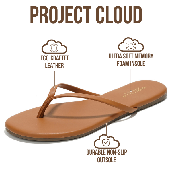 Women's | Eco-Leather Women Flip Flops | Memory Foam | Lightweight | Non-Slip - Foundations