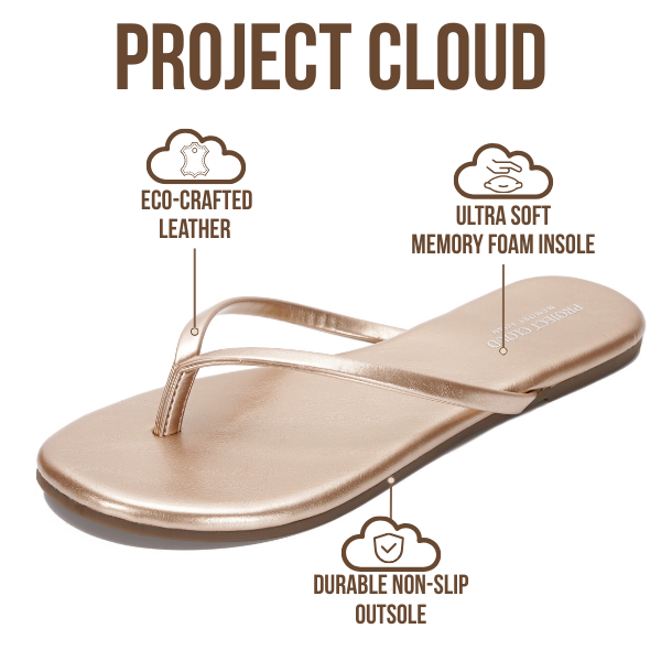 Women's | Eco-Leather Women Flip Flops | Memory Foam | Lightweight | Non-Slip - Foundations