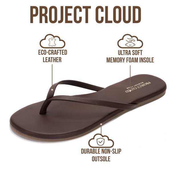 Women's | Eco-Leather Women Flip Flops | Memory Foam | Lightweight | Non-Slip - Foundations