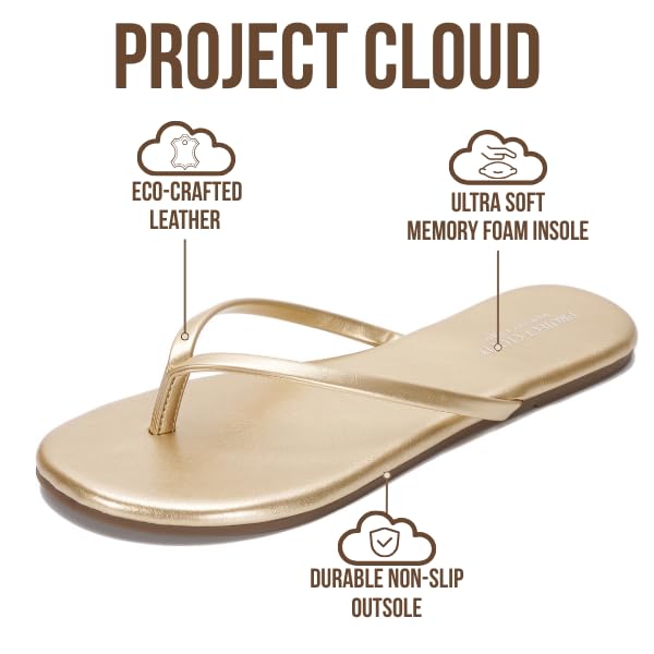 Women's | Eco-Leather Women Flip Flops | Memory Foam | Lightweight | Non-Slip - Foundations
