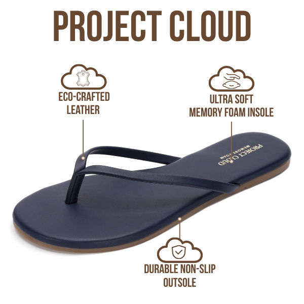 Women's | Eco-Leather Women Flip Flops | Memory Foam | Lightweight | Non-Slip - Foundations