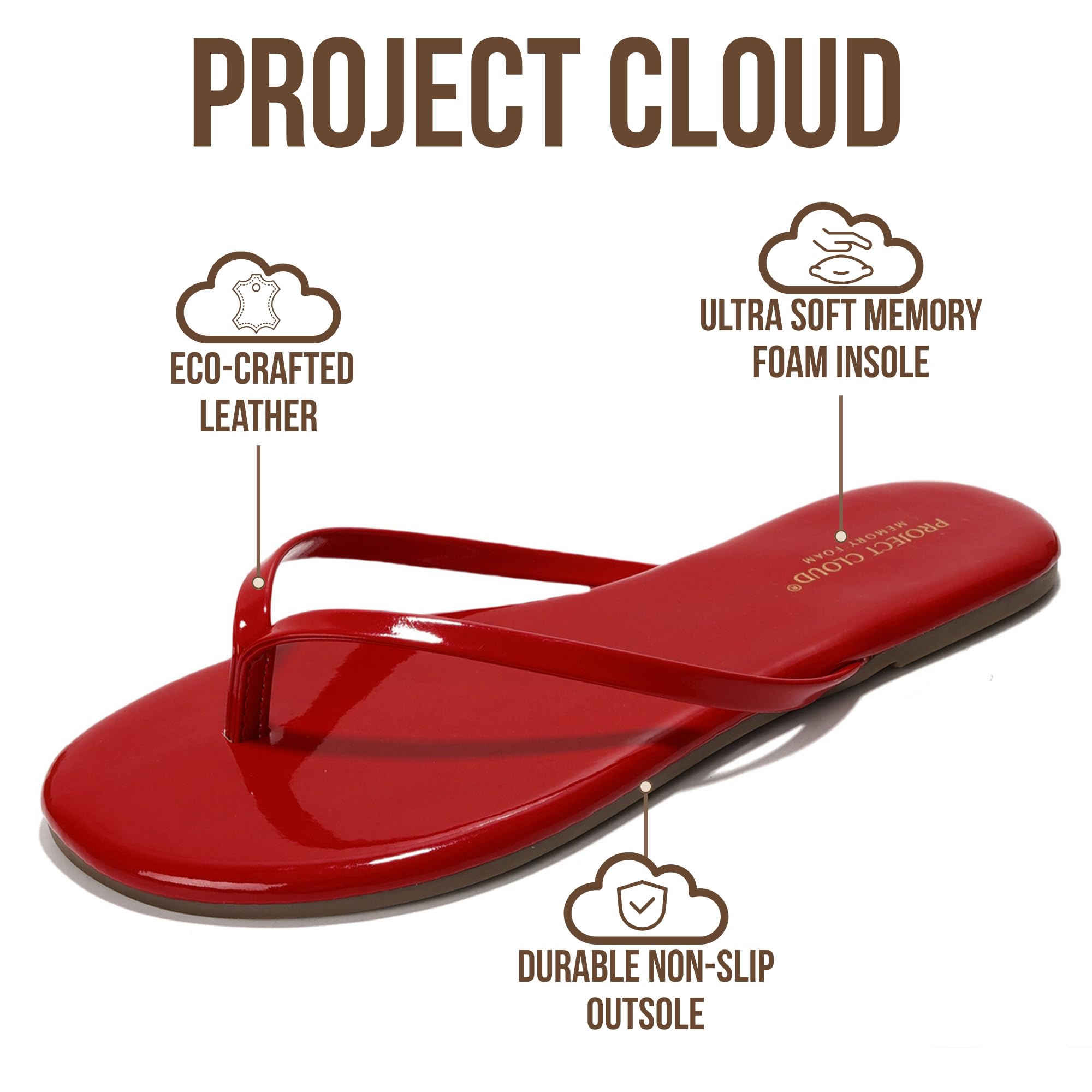 Women's | Eco-Leather Women Flip Flops | Memory Foam | Lightweight | Non-Slip - Foundations