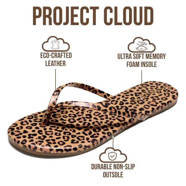 Women's | Eco-Leather Women Flip Flops | Memory Foam | Lightweight | Non-Slip - Foundations