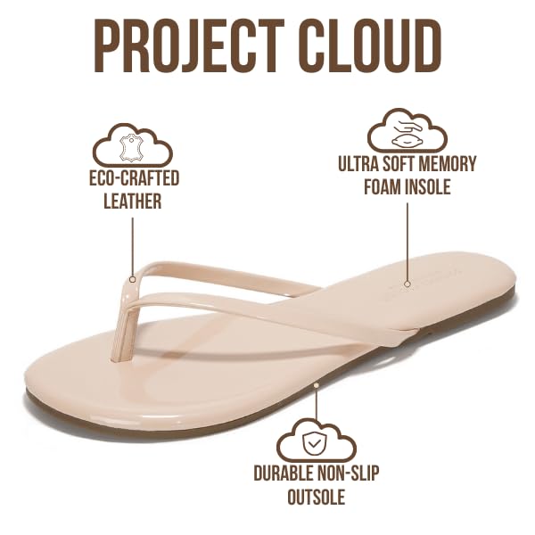 Women's | Eco-Leather Women Flip Flops | Memory Foam | Lightweight | Non-Slip - Foundations