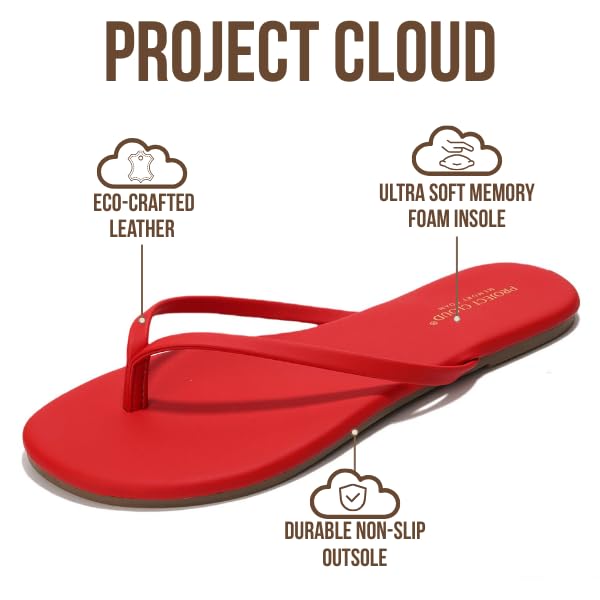 Women's | Eco-Leather Women Flip Flops | Memory Foam | Lightweight | Non-Slip - Foundations