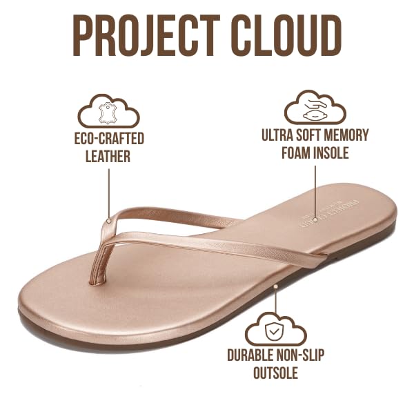 Women's | Eco-Leather Women Flip Flops | Memory Foam | Lightweight | Non-Slip - Foundations