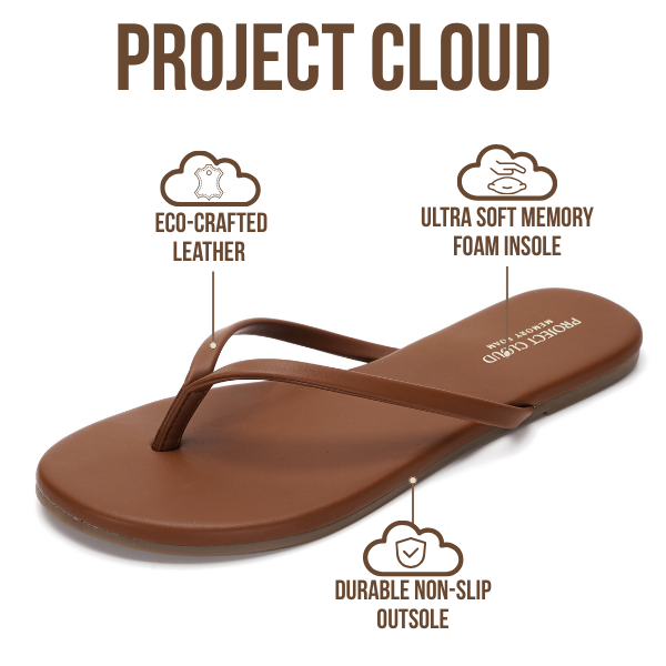 Women's | Eco-Leather Women Flip Flops | Memory Foam | Lightweight | Non-Slip - Foundations