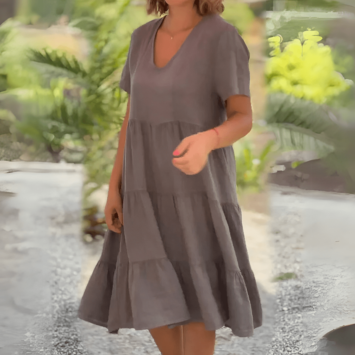 LUCE | LOOSE DRESS WITH V - NECK - Rossis Family Boutique Miami