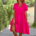 LUCE | LOOSE DRESS WITH V - NECK - Rossis Family Boutique Miami