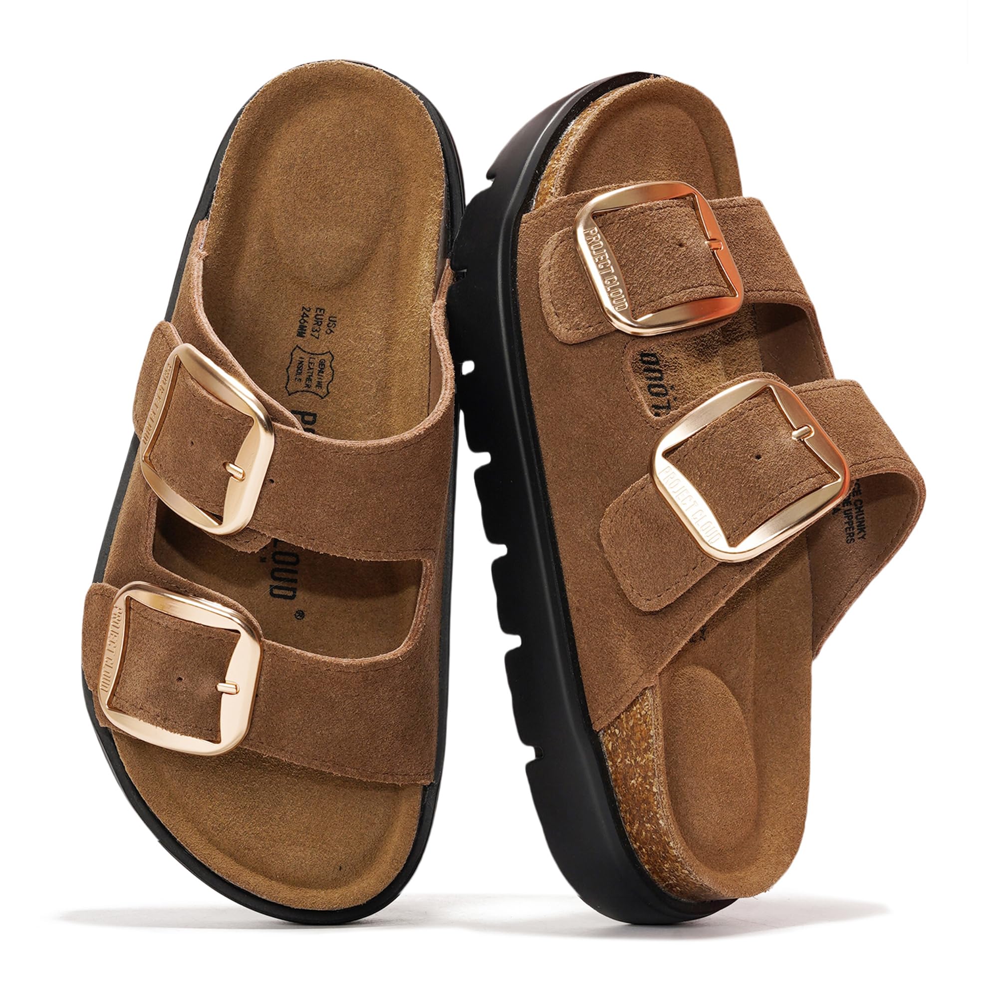 Women's | Genuine Leather Platform Sandals | ProjectPlush | Non-Slip - Greece Chunky