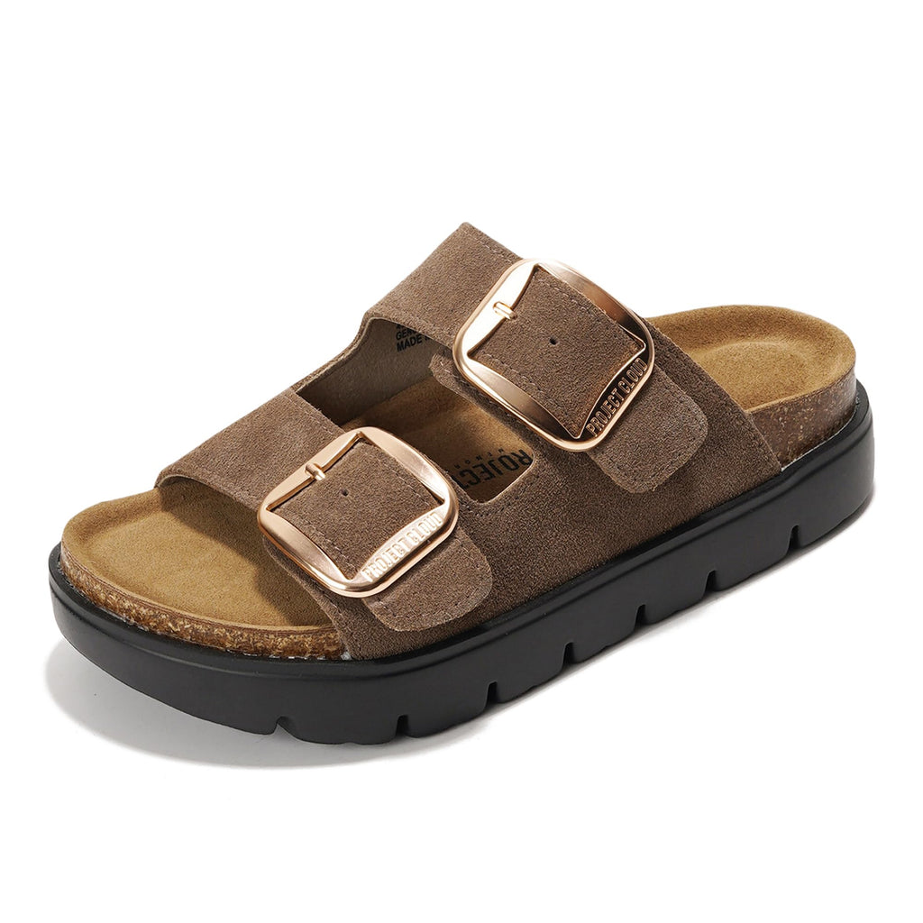Women's | Genuine Leather Platform Sandals | ProjectPlush | Non-Slip - Greece Chunky