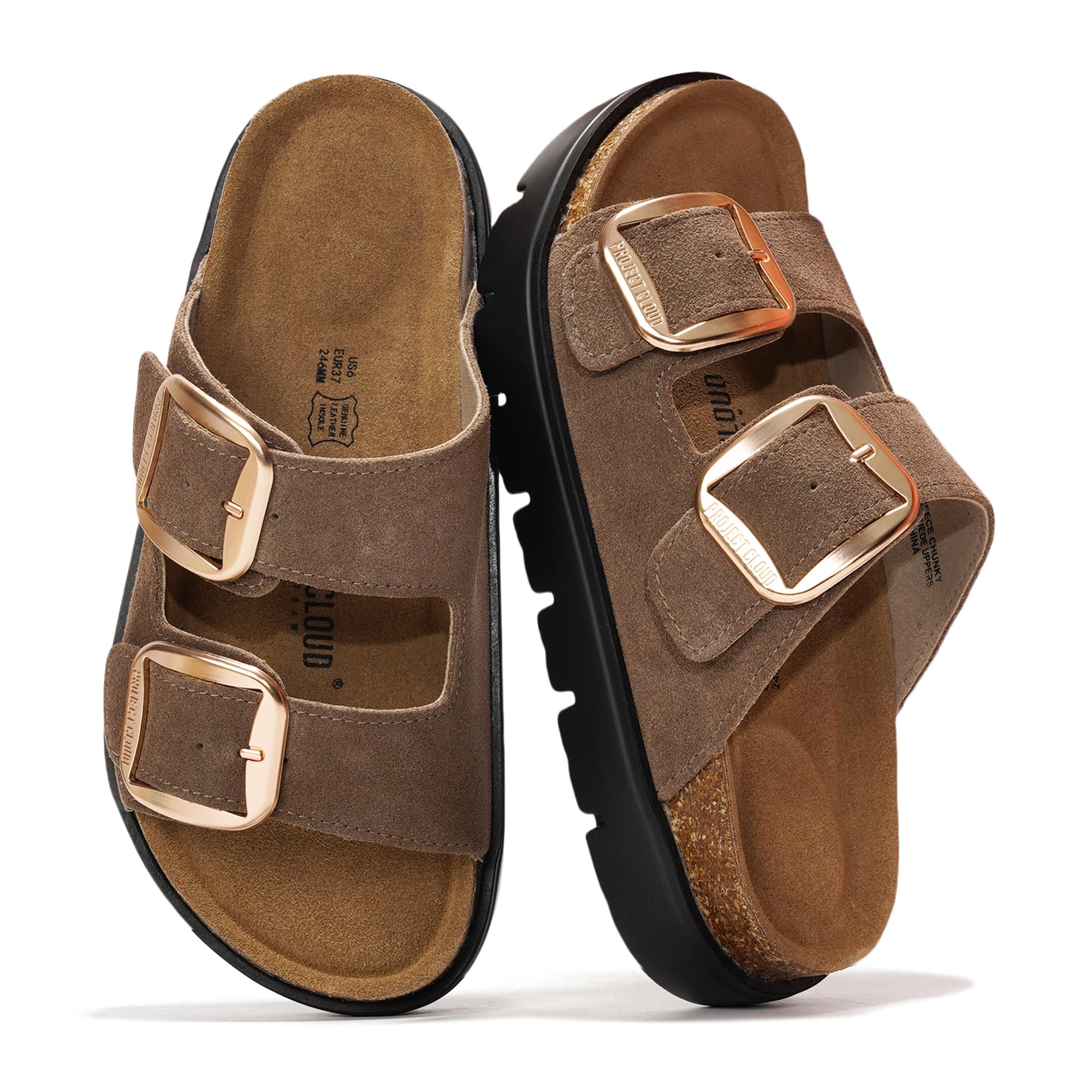 Women's | Genuine Leather Platform Sandals | ProjectPlush | Non-Slip - Greece Chunky